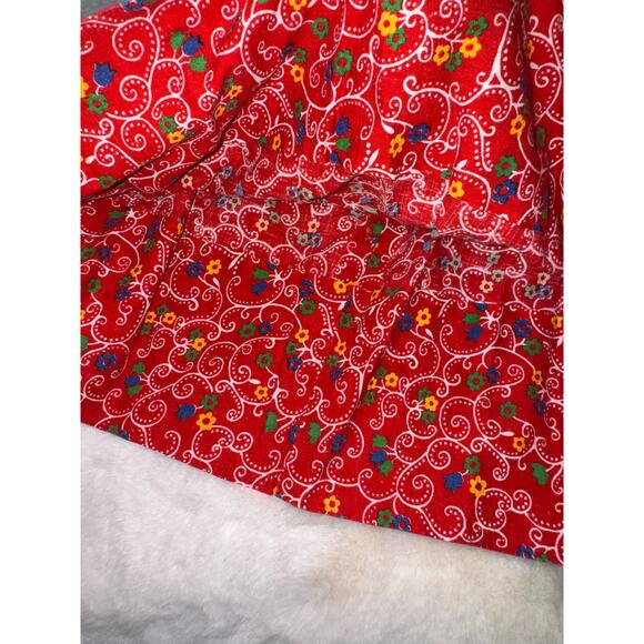 Vintage Handmade Red Floral Peter Pan Collar Girls Dress size 2/3 - Picture 4 of 7